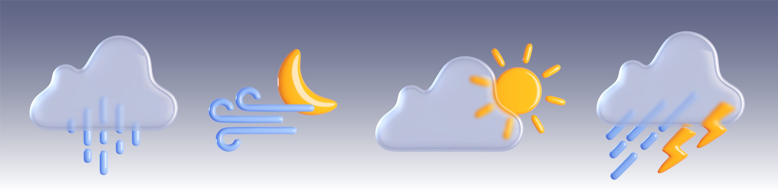 d weather forecast icons set